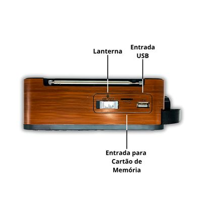 Rádio Bluetooth Vintage Recarregável - Preto
