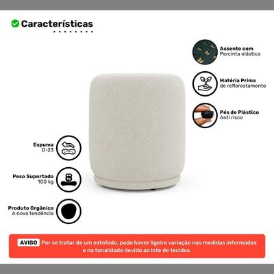 Poltrona Com Puff Orgânico Living Mavi Bouclê Creme - Desk Design