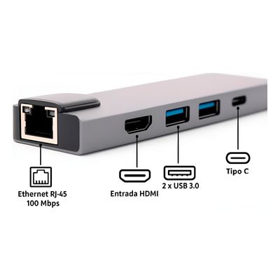 Hub USB C 5 em 1 Adaptador Informática Computador