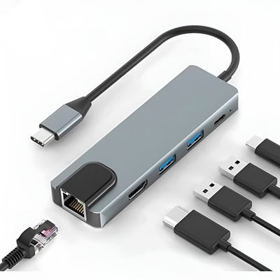 Hub USB C 5 em 1 Adaptador Informática Computador