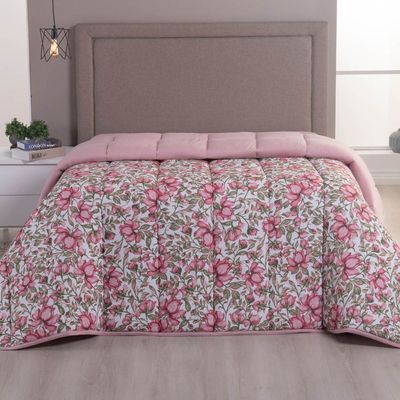 Edredom Queen Luar Super Macio Malha 100% Algodão Dupla Face 01 Peça - Rose Floral