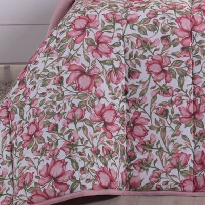 Edredom Queen Luar Super Macio Malha 100% Algodão Dupla Face 01 Peça - Rose Floral