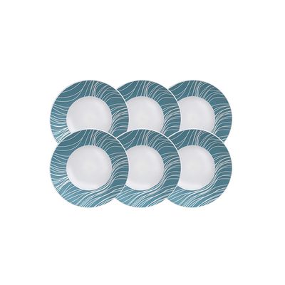Kit Prato Sobremesa Clarice em Porcelana Decorada 19cm 6pçs - Tramontina Branco