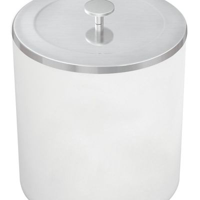Lixeira Tramontina Util com Tampa em Aço Inox com Acabamento Scotch Brite e Corpo em Polipropileno Branco 5 L