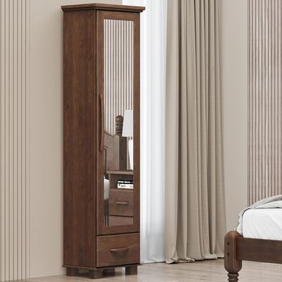 Sapateira Vertical Multiuso Com Espelho 1 Porta 1 Gaveta Zahav F06 Café - Lyam Decor