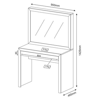 Penteadeira para Quarto Decorativa PE2000 MPD Branco - Gran Belo