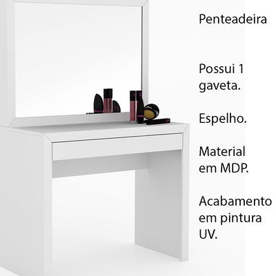 Penteadeira para Quarto Decorativa PE2000 MPD Branco - Gran Belo