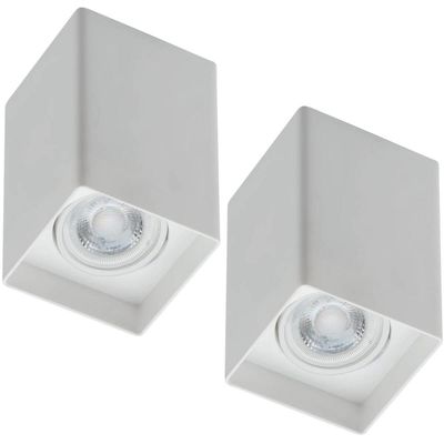 Jogo 2 Luminárias Spots Quadrados Branco Bivolt Zoom Dital Bivolt