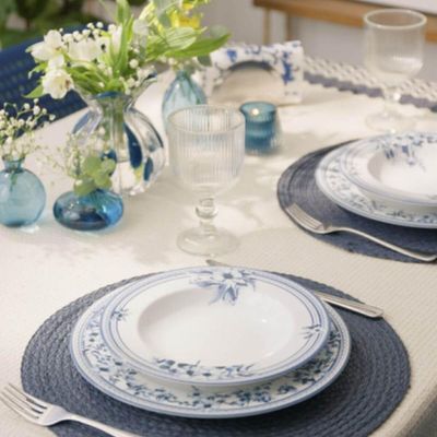 Aparelho de Jantar 20 Peças Porcelana Azzura Tramontina Azul Mesa Posta 4 Pessoas