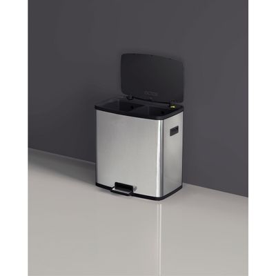 LIXEIRA TRAMONTINA OCTO AÇO INOX COM 2 BALDES REMOVÍVEIS E PEDAL 15L + 15L 94544/430