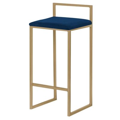 Banqueta Decorativa Selena Base Gold Veludo Azul - Gran Belo