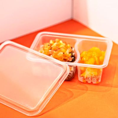 100un Pote Refeição com 2 Divisórias 500ml G321 Transparente Freezer Microondas Galvanotek