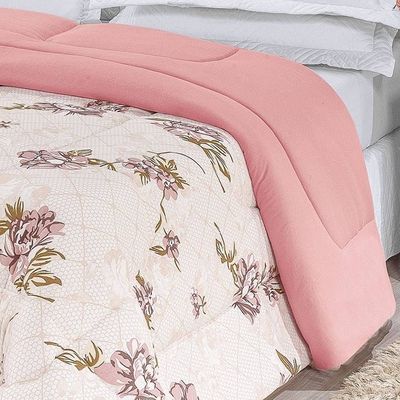 Edredom 2,40 x 2,20m + Jogo de Cama Malha Quality Queen 04 Peças 100% Algodão - Rosê