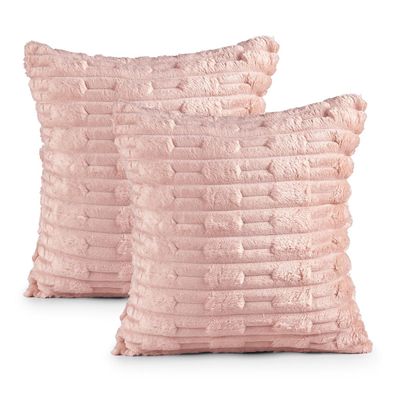 Kit 2 Capas de Almofada Polar Manta Ultrasoft com Ziper Decorativa Sofá Sala Quarto Rosa Blush