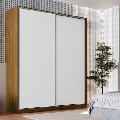 Guarda Roupa 2 Portas de Correr 2006 Emovell Freijó Natura Branco 200x59,8x235cm