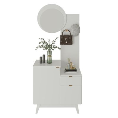 Aparador Branco com Espelho, Gancho, 2 Portas e 1 Gaveta AP2311 Tecnomobili