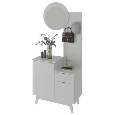 Aparador Branco com Espelho, Gancho, 2 Portas e 1 Gaveta AP2311 Tecnomobili