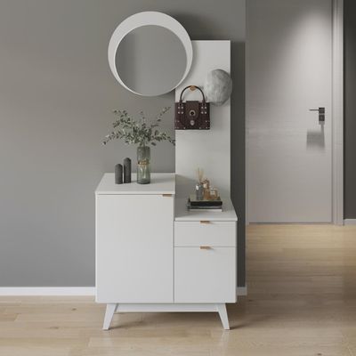 Aparador Branco com Espelho, Gancho, 2 Portas e 1 Gaveta AP2311 Tecnomobili