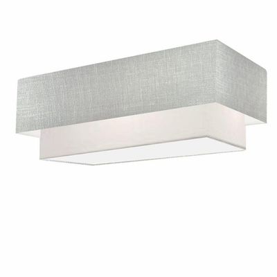 Plafon Duplo Retangular Vivare Md-3044 Cúpula Em Tecido Bivolt Rustico-cinza-branco 127/220v