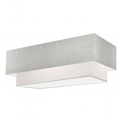 Plafon Duplo Retangular Vivare Md-3044 Cúpula Em Tecido Bivolt Rustico-cinza-branco 127/220v