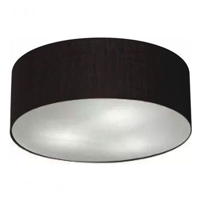 Plafon Cilíndrico Md-3049 Cúpula Em Tecido 70x15cm Preto - Bivolt