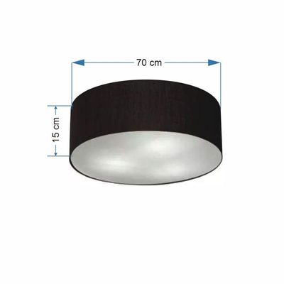 Plafon Cilíndrico Md-3049 Cúpula Em Tecido 70x15cm Preto - Bivolt