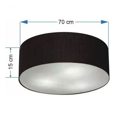 Plafon Cilíndrico Md-3049 Cúpula Em Tecido 70x15cm Preto - Bivolt
