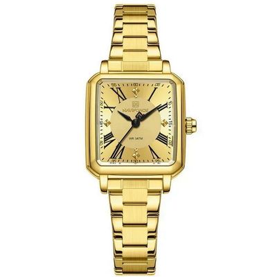 Relógio Feminino Design Sofisticado Quartzo Em Aço Inoxidável À Prova Da Água Casual Dourado