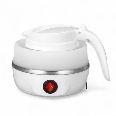 Chaleira Dobrável Elétrica 100v 600ml Branca Portátil Silicone Resistente Ao Calor