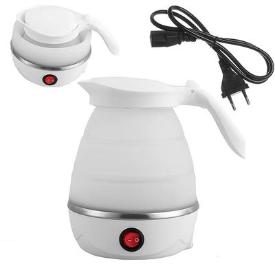 Chaleira Dobrável Elétrica 100v 600ml Branca Portátil Silicone Resistente Ao Calor