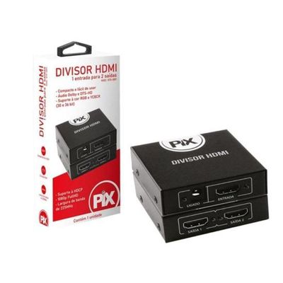 Splitter Hdmi 1.3 1 Entrada X 2 Saídas Preto Pix