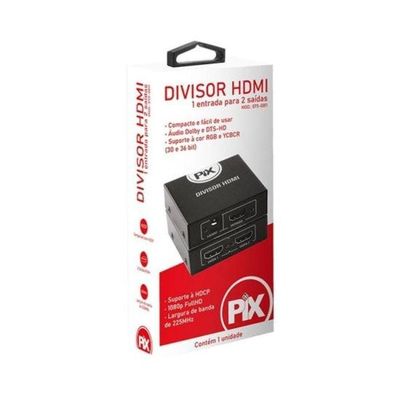 Splitter Hdmi 1.3 1 Entrada X 2 Saídas Preto Pix