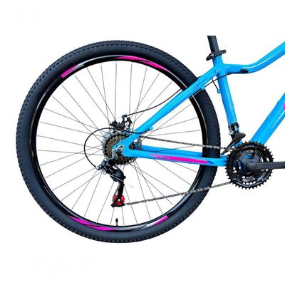 Bicicleta Aro 29 Gta Start Freio Hidráulico 21v Alumínio Mountain Bike Garfo Suspensão Azul-rosa Tam: 15