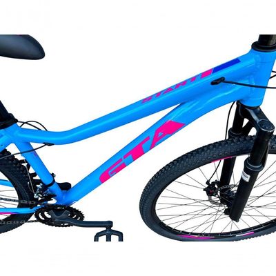 Bicicleta Aro 29 Gta Start Freio Hidráulico 21v Alumínio Mountain Bike Garfo Suspensão Azul-rosa Tam: 15