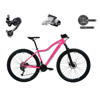 Bicicleta Aro 29 Absolute Hera Câmbios Shimano Deore E Altus 27v Freio Hidráulico K7 Garfo C-trava rosa Tam: 15