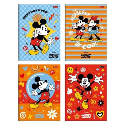 Caderno Brochura Capa Dura 1/4 Pequeno Mickey Vintage 80 Folhas Foroni Estampa 3