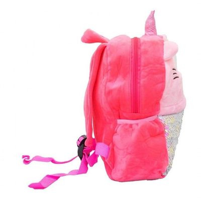 Mini Mochila Infantil Rosa Sereia Gato Pelúcia 30x30cm Creche Escolar Escolinha