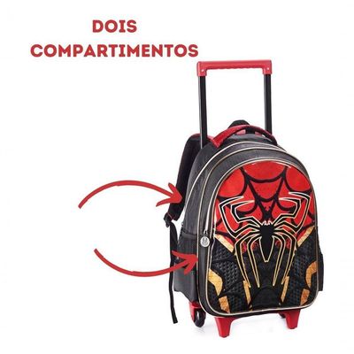 Mochila Rodinha Homem Dark Spider Aranha Estojo Lancheira