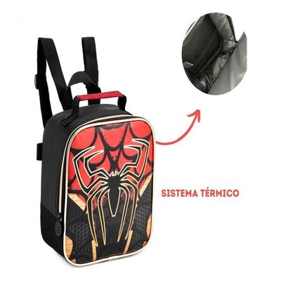 Mochila Rodinha Homem Dark Spider Aranha Estojo Lancheira