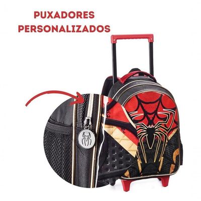 Mochila Rodinha Homem Dark Spider Aranha Estojo Lancheira
