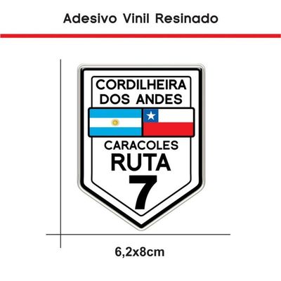 Adesivo Resinado Cordilheira Dos Andes Caracoles Ruta 7 6,2x8cm Cor Preto