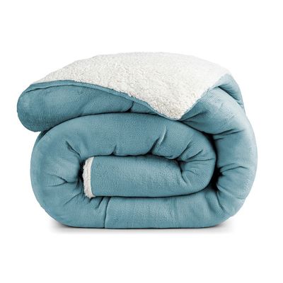 Edredom Bariloche King Dupla Face Sherpa - Azul Quartzo - 100% Poliéster