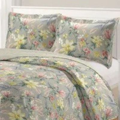 Kit Cobre Leito Colcha Daily Queen 3 Peças Dupla Face Estampado - Floral 54 - 100% Poliéster