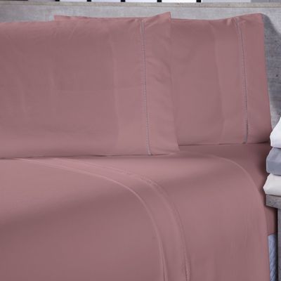 Jogo de Cama Lençol Sofist Ponto Palito 400 Fios Toque Macio Casal King  03 Peças - Rosê