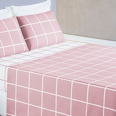 Jogo de Cama Com Lençol de Cima 200 fios Austin Solteiro 03 Peças - Rosa