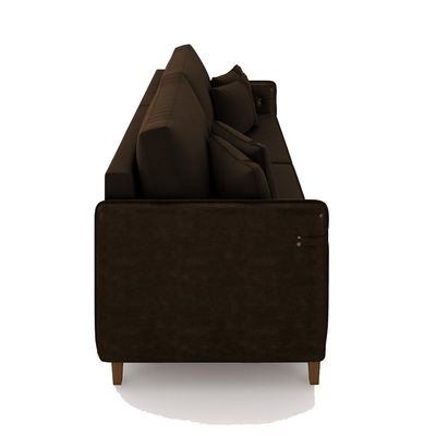 Sofá Living Montecarlo 2 Lugares Bipartido 192cm Pés em Madeira Veludo/PU MarromG33 - Gran Belo
