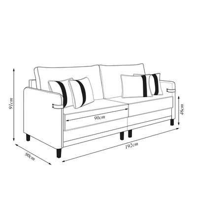 Sofá Living Montecarlo 2 Lugares Bipartido 192cm Pés em Madeira Veludo/PU MarromG33 - Gran Belo