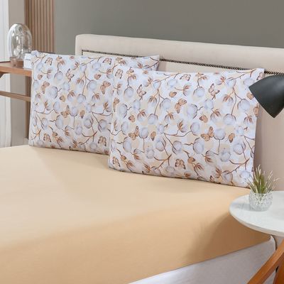 Jogo de Cama Lençol Sonho Bom Casal em Malha Algodão -  Mostarda - 100% Algodão