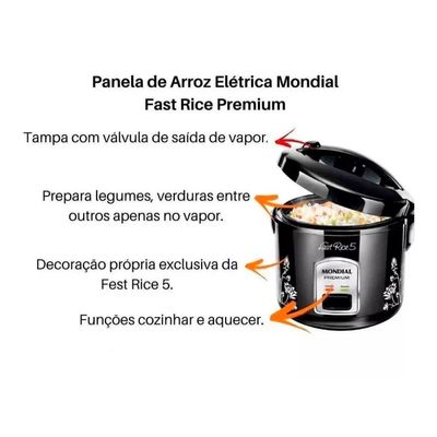 Panela elétrica a vapor Mondial NPE-08  Preto 220V