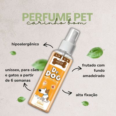 3 x Perfume Loção Colônia Pet Shop Banho e Tosa Fragrância Cachorro e Gato Amadeirado 120ml Dr. Dog Carinho Bom Alta fix